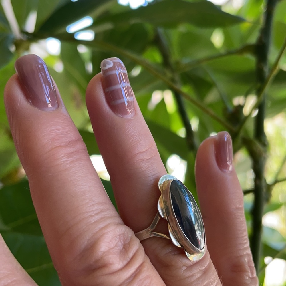 Hematite crystal stone S925 sterling silver ring - Picture 14 of 16